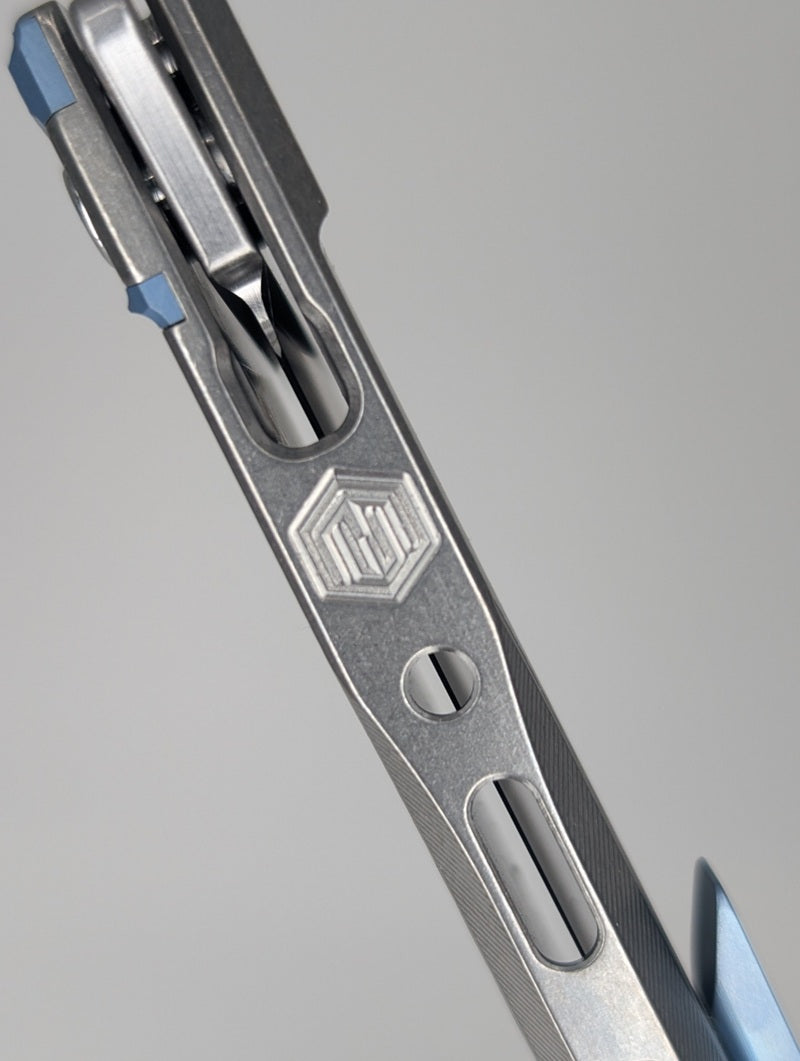 MachineWise Sonora Sun Ray Raw Ti ( S90V | Navi Ti Bolster) Integral Buttonlock Folding Knife #1738 *BLEM*