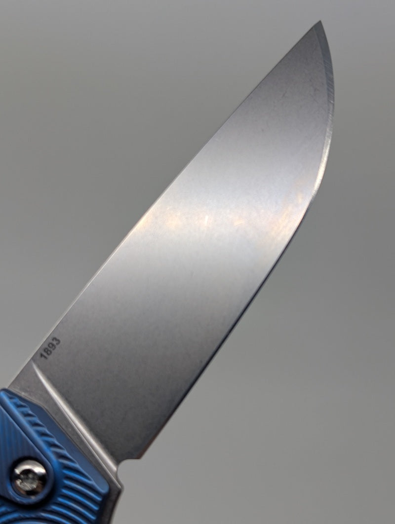 MachineWise Sonora Sky Blue Fade (S90V | Titanium Bolster) Button Lock Folding Knife #1893 *BLEM*