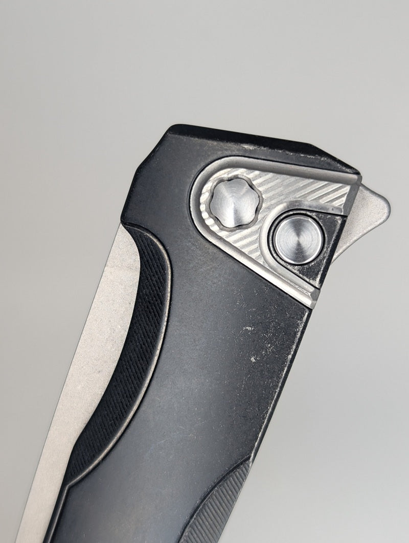 MachineWise Sonora Smooth DLC Black w/ Distress Titanium (S90V | Titanium Bolster) Button Lock Folding Knife #2050 *BLEM*