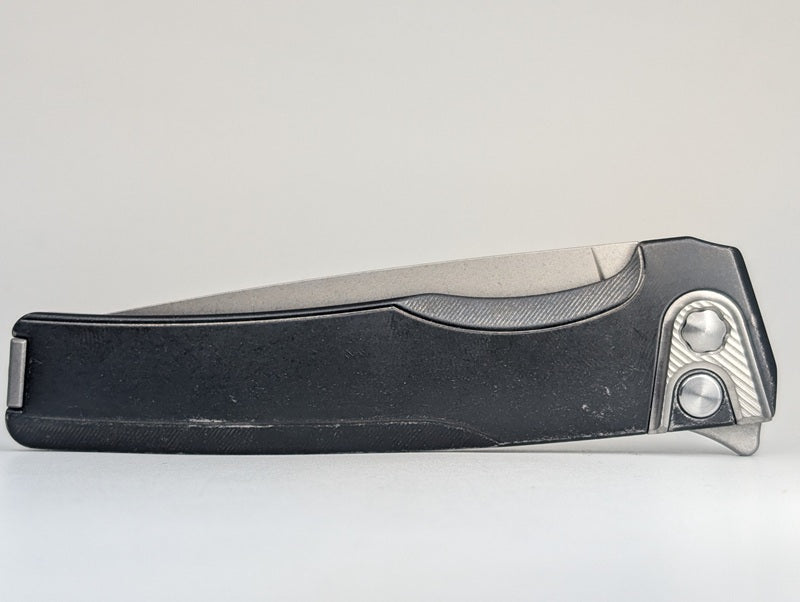 MachineWise Sonora Smooth DLC Black w/ Distress Titanium (S90V | Titanium Bolster) Button Lock Folding Knife #2050 *BLEM*