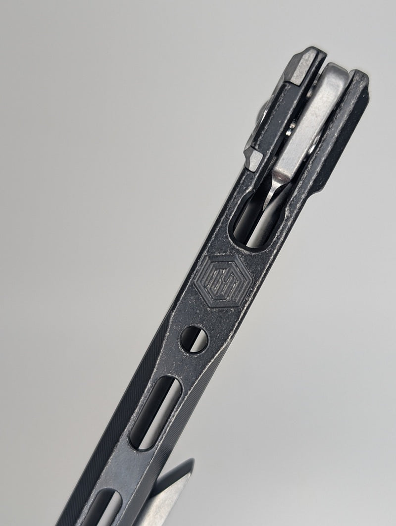 MachineWise Sonora Smooth DLC Black w/ Distress Titanium (S90V | Titanium Bolster) Button Lock Folding Knife #2050 *BLEM*