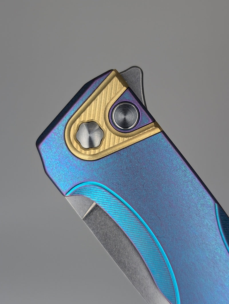 MachineWise Sonora Cotton Candy Ti ( S90V | Brass Bolster | (Smooth) Integral Buttonlock Folding Knife #1905