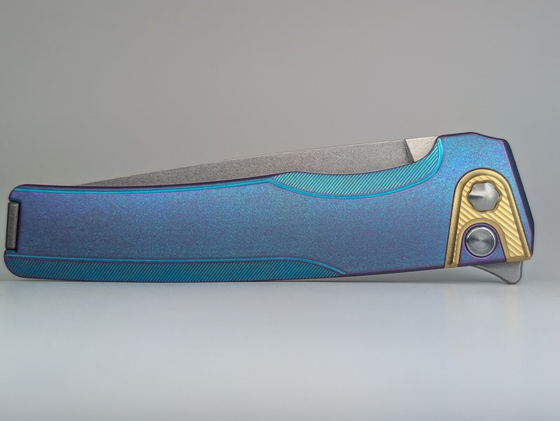 MachineWise Sonora Cotton Candy Ti ( S90V | Brass Bolster | (Smooth) Integral Buttonlock Folding Knife #1905