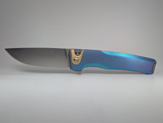 MachineWise Sonora Cotton Candy Ti ( S90V | Brass Bolster | (Smooth) Integral Buttonlock Folding Knife #1905