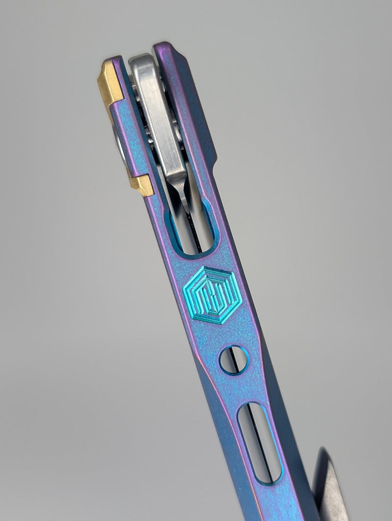 MachineWise Sonora Cotton Candy Ti ( S90V | Brass Bolster | (Smooth) Integral Buttonlock Folding Knife #1905