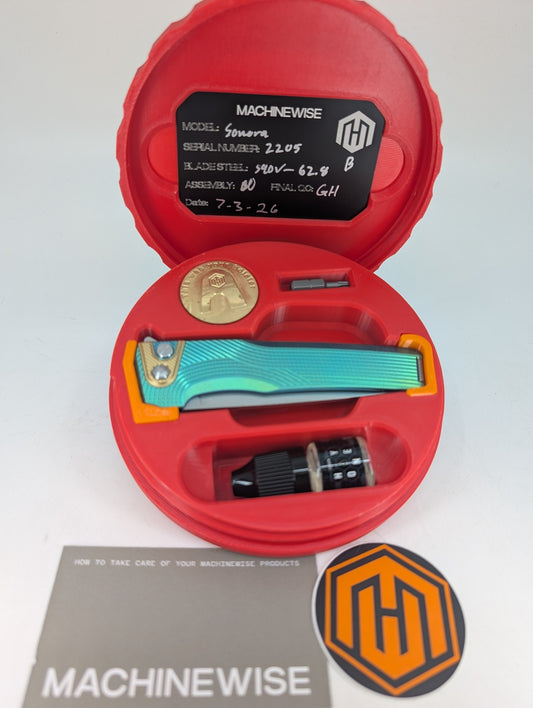 MachineWise Sonora Green Ti (S90V | Streamline Handle) Buttonlock Folding Knife #2205 *BLEM*