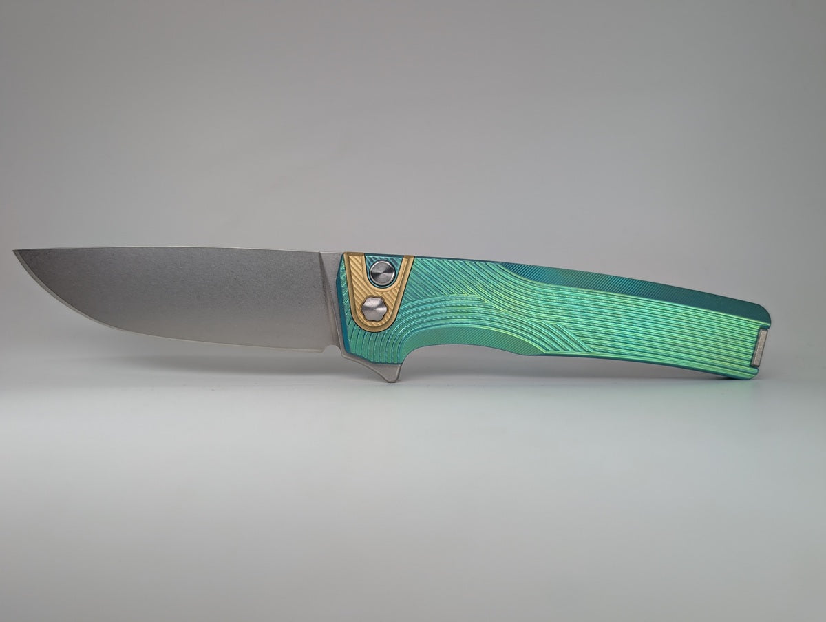 MachineWise Sonora Green Ti (S90V | Streamline Handle) Buttonlock Folding Knife #2205 *BLEM*