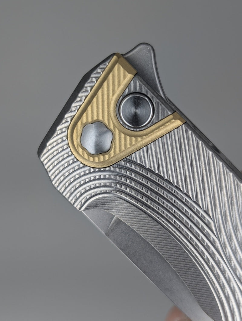 MachineWise Sonora Streamliner Raw (S90V | Brass Bolster) Button Lock Folding Knife #2164