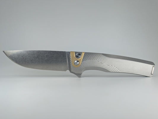 MachineWise Sonora Raw Streamliner w/ Brass Bolster Buttonlock Folding Knife
