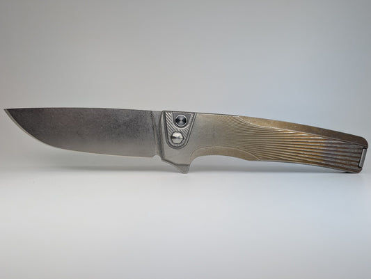 MachineWise Sonora Sun Ray Raw Fade 1685 (S90V | Ti Bolster) Buttonlock Folding Knife
