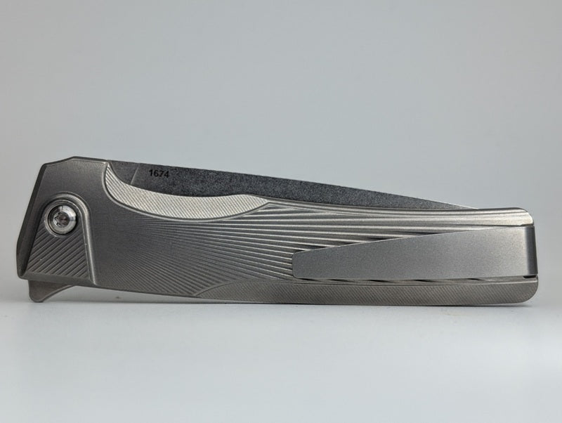 MachineWise Sonora Raw Ti ( Brass Bolster | S90V | Sun Ray Handle) Integral Buttonlock Folding Knife #1820