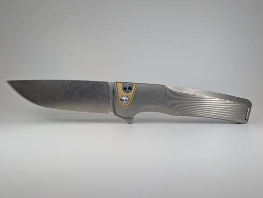 MachineWise Sonora Sun Ray Raw 1674 (S90V | Brass Bolster) Buttonlock Folding Knife