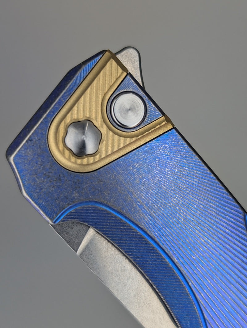 MachineWise Sonora Raw Ti (Brass Bolster | Sun Ray Handle) Buttonlock Folding Knife #1625