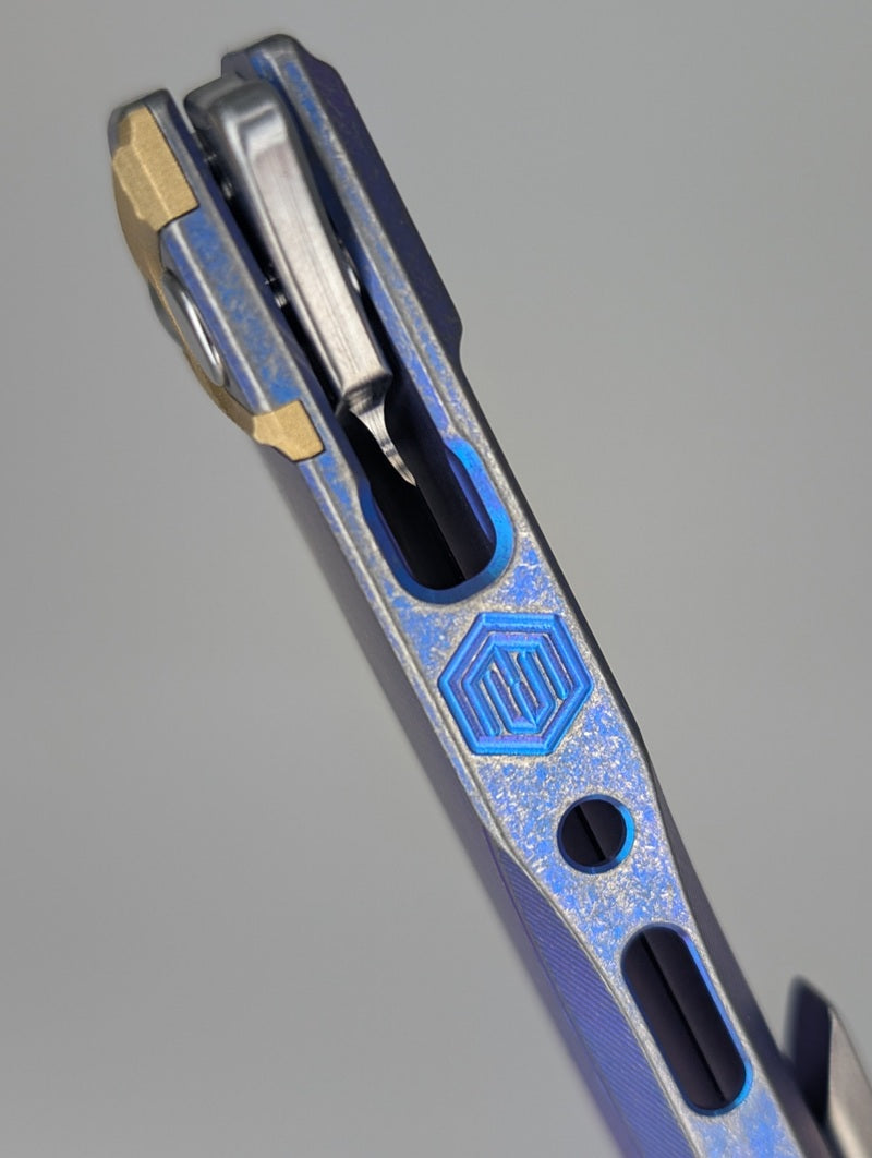 MachineWise Sonora Raw Ti (Brass Bolster | Sun Ray Handle) Buttonlock Folding Knife #1625