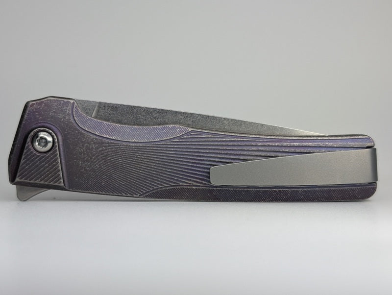 MachineWise Sonora Plum w/ Distress ( S90V | Ti Bolster | Sun Ray Handle ) Integral Buttonlock Folding Knife #1780