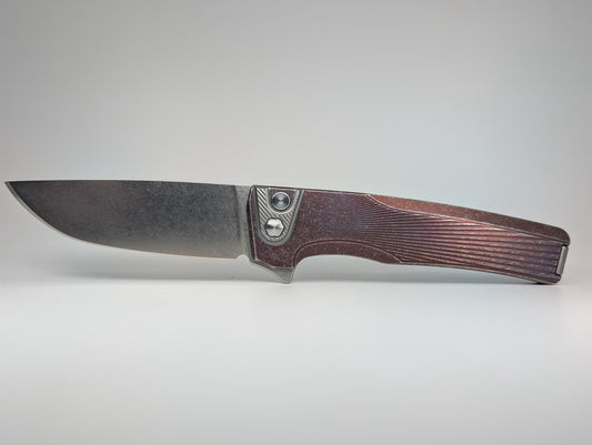 MachineWise Sonora Plum w/ Distress ( S90V | Ti Bolster | Sun Ray Handle ) Integral Buttonlock Folding Knife #1780