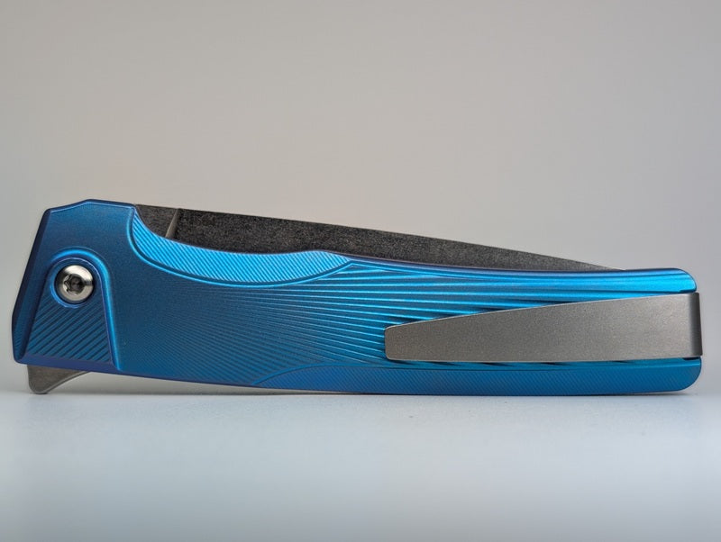 MachineWise Sonora Teal Ti (Brass Bolster | Sun Ray Handle) Buttonlock Folding Knife #1604