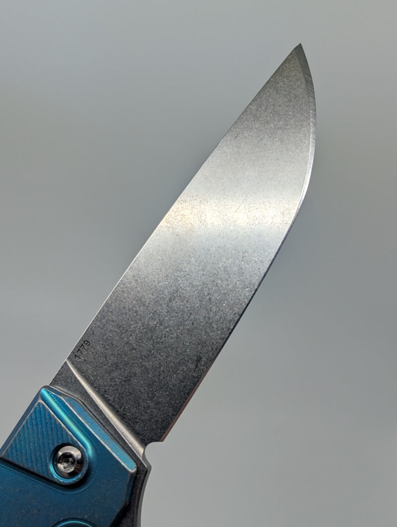 MachineWise Sonora Teal w/ Distress ( S90V | Ti Bolster | Sun Ray Handle ) Integral Buttonlock Folding Knife #1779