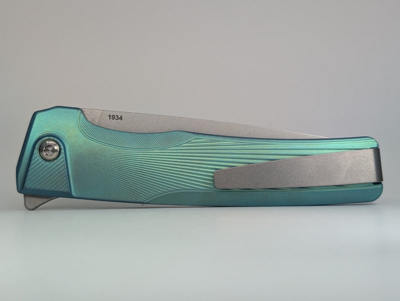 MachineWise Sonora Green Ti (S90V | Titanium Bolster) Button Lock Folding Knife #1934 *BLEM*