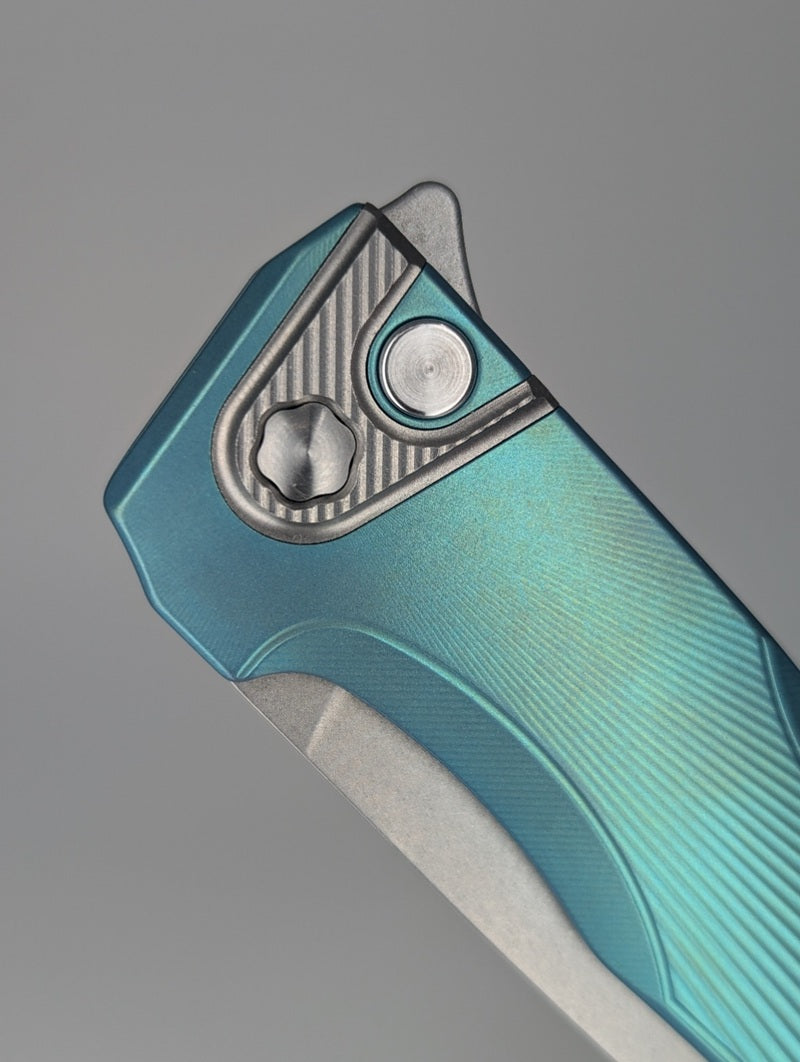 MachineWise Sonora Green Ti (S90V | Titanium Bolster) Button Lock Folding Knife #1934 *BLEM*