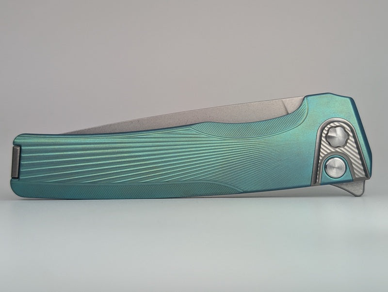 MachineWise Sonora Green Ti (S90V | Titanium Bolster) Button Lock Folding Knife #1934 *BLEM*
