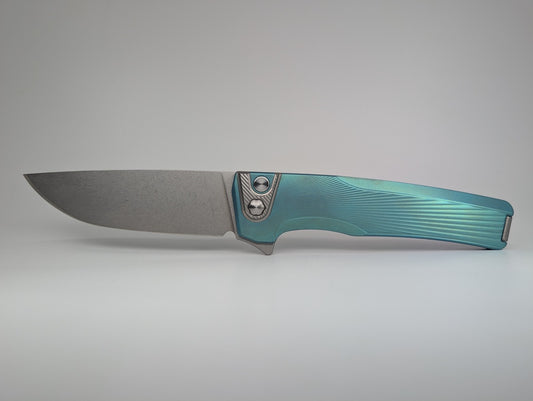 MachineWise Sonora Green Ti (S90V | Titanium Bolster) Button Lock Folding Knife #1934 *BLEM*