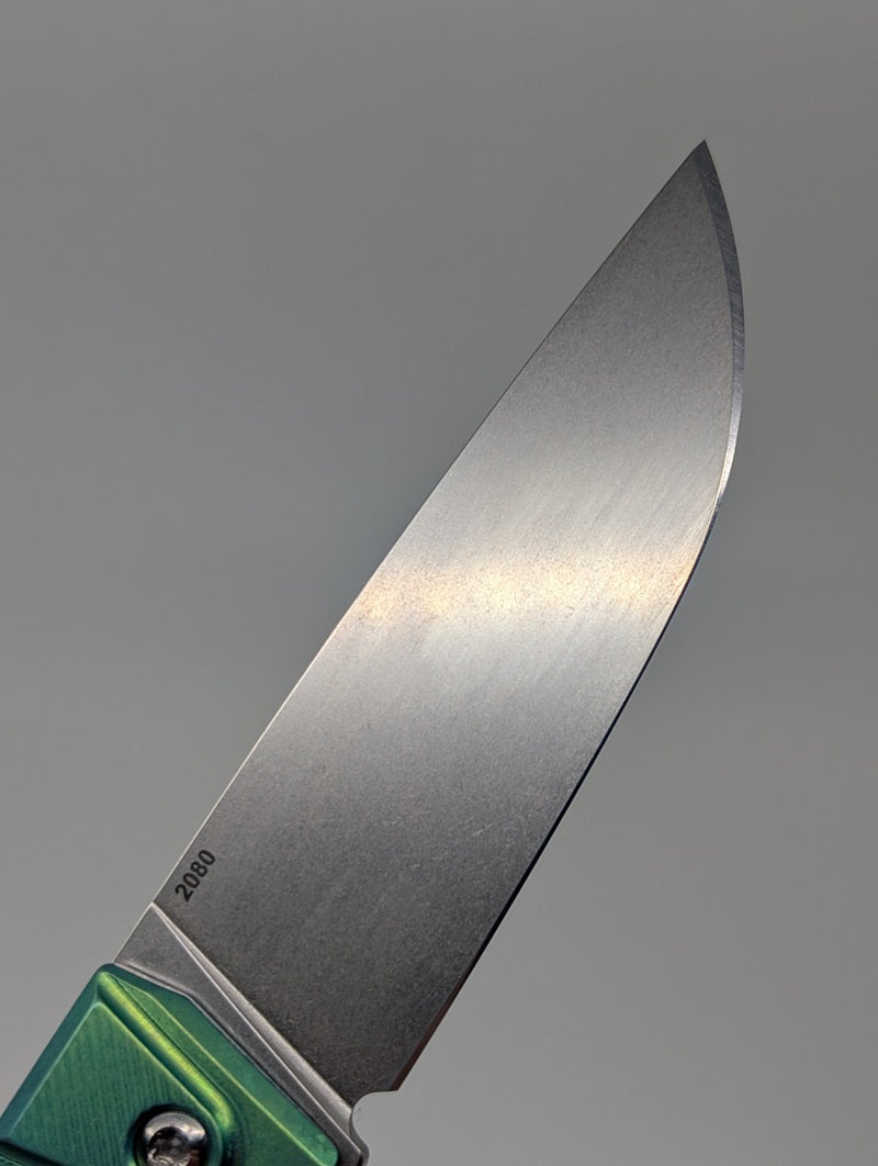 MachineWise Sonora Sunray Green Ti (S90V | Brass Bolster) Button Lock Folding Knife #2080