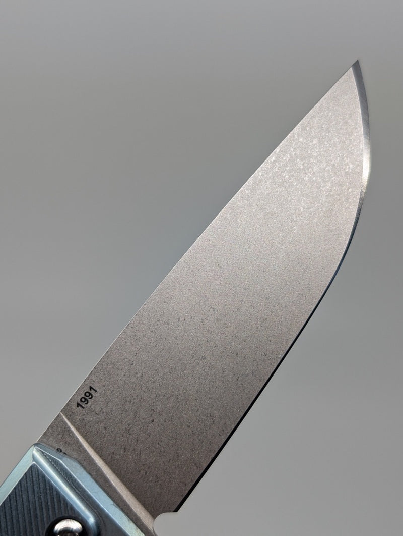 MachineWise Sonora Sunray Ice Blue Titanium (S90V | Titanium Bolster) Button Lock Folding Knife #1991 *BLEM*
