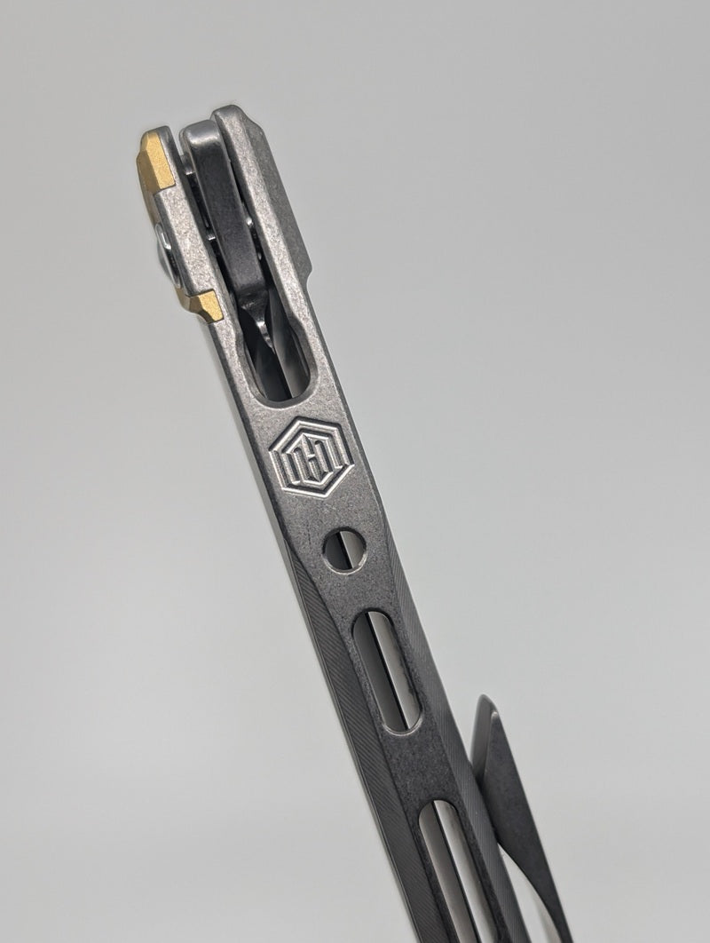 MachineWise Sonora Sunray Raw (S90V | Brass Bolster) Button Lock Folding Knife #2168