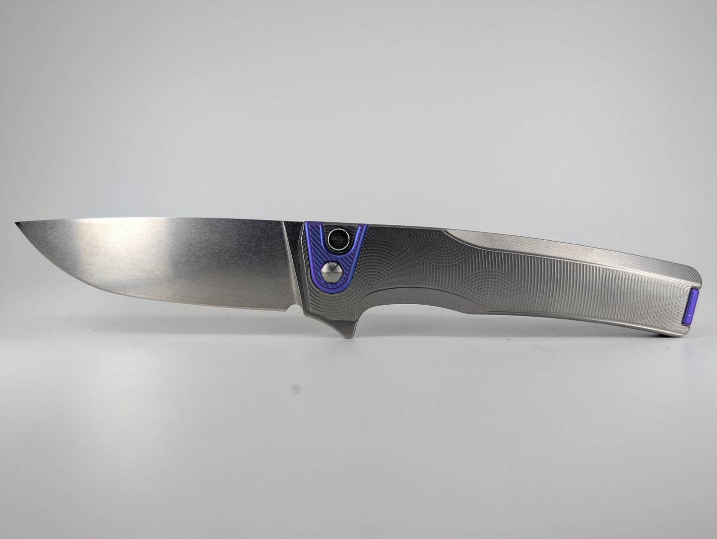 MachineWise Sonora Raw Ti (Blurple Ti Bolster | Ripples Handle) Buttonlock Folding Knife #1667 *BLEM*