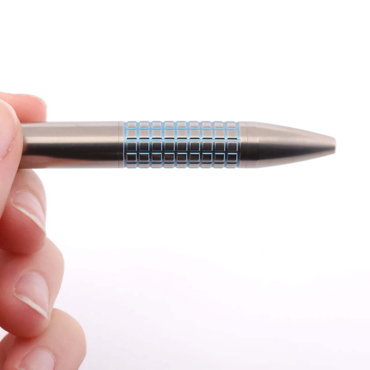 Magnus ClickShift Titanium Tumbled Ice Blue Grip "Small Frag" Ballpoint Pen