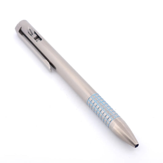 Magnus ClickShift Titanium Tumbled Ice Blue Grip "Small Frag" Ballpoint Pen