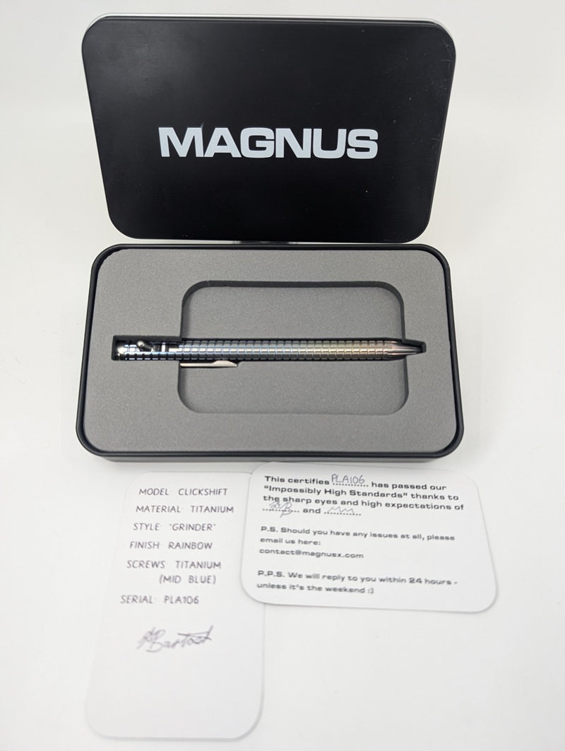 Magnus Clickshift "Grinder" Rainbow Titanium Ballpoint Pen