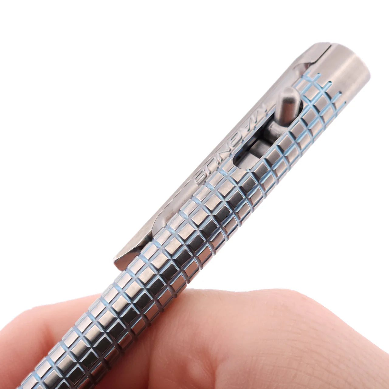 Magnus ClickShift Titanium Tumbled Ice Blue "Grinder" Ballpoint Pen