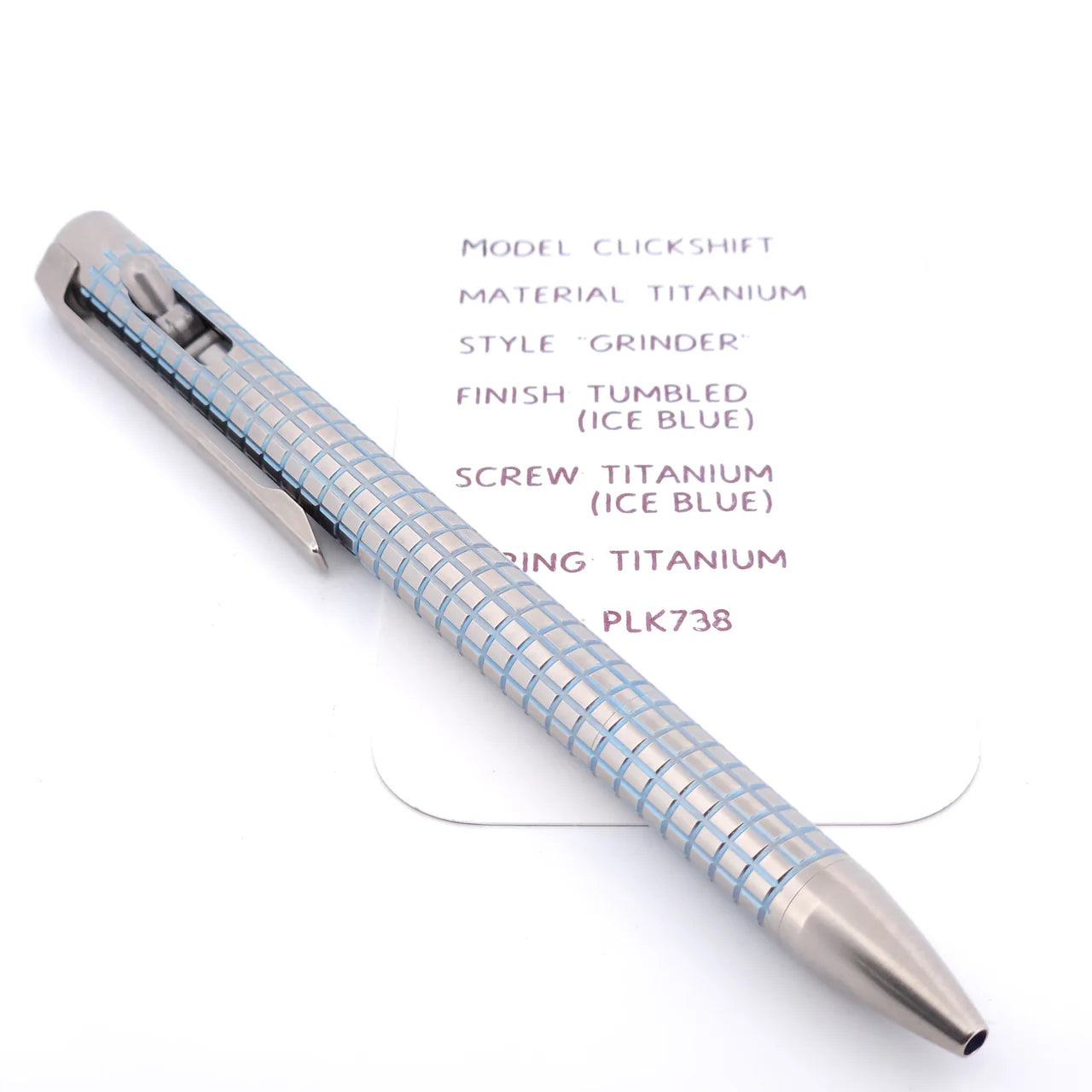 Magnus ClickShift Titanium Tumbled Ice Blue "Grinder" Ballpoint Pen