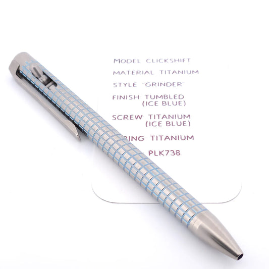 Magnus ClickShift Titanium Tumbled Ice Blue "Grinder" Ballpoint Pen