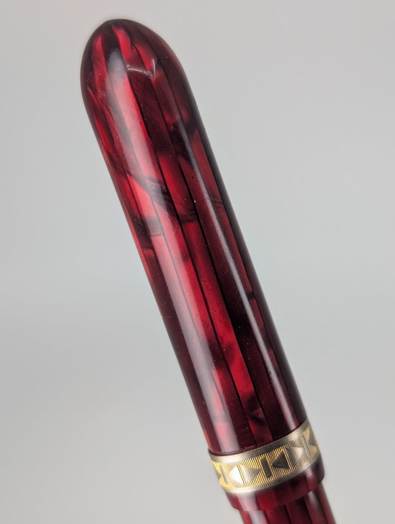 *Consignment* Majestic Ruby Red Celluloid Vintage Fountain Pen 14k Gold Fine Nib