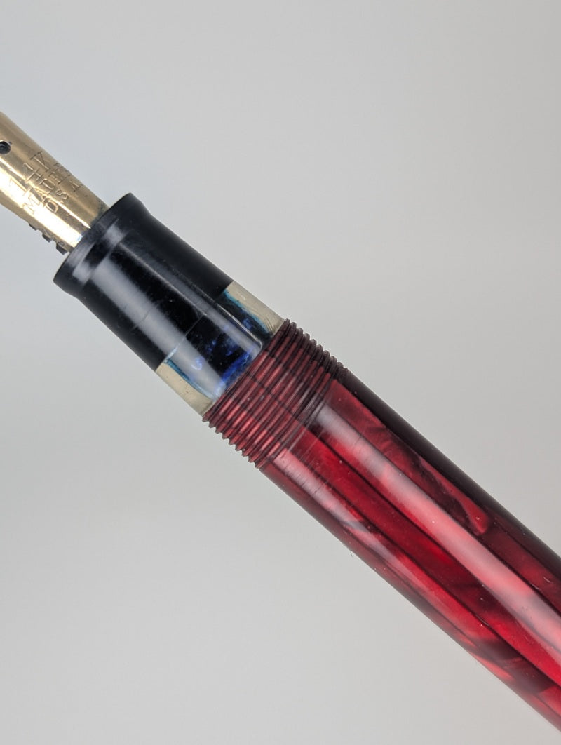*Consignment* Majestic Ruby Red Celluloid Vintage Fountain Pen 14k Gold Fine Nib