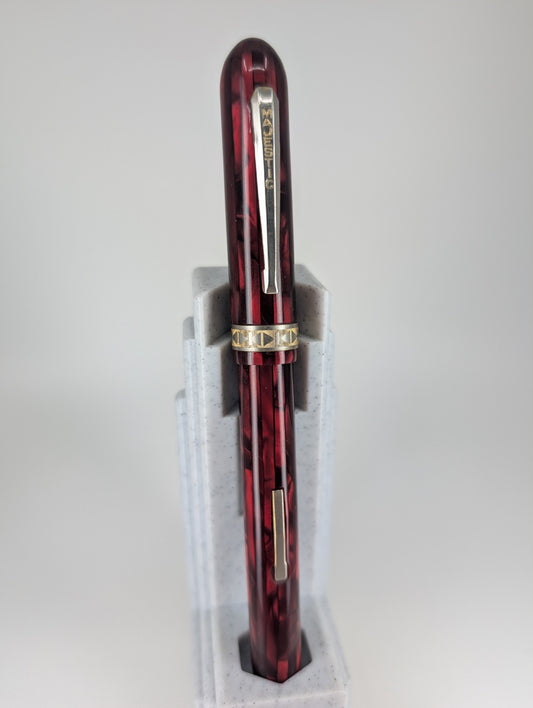 *Consignment* Majestic Ruby Red Celluloid Vintage Fountain Pen 14k Gold Fine Nib