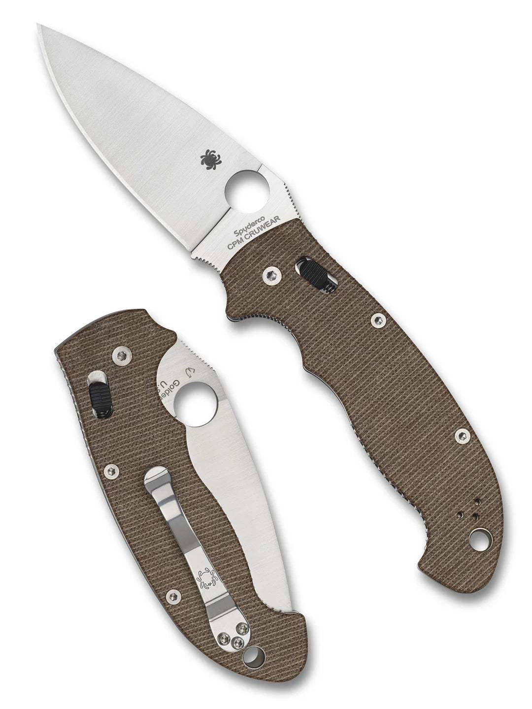 Spyderco Manix 2 XL Brown Natural Canvas Micarta Cruwear Cross Bar Lock Folding Knife