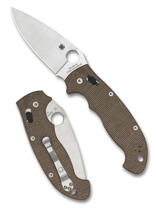 Spyderco Manix 2 XL Brown Natural Canvas Micarta Cruwear Cross Bar Lock Folding Knife