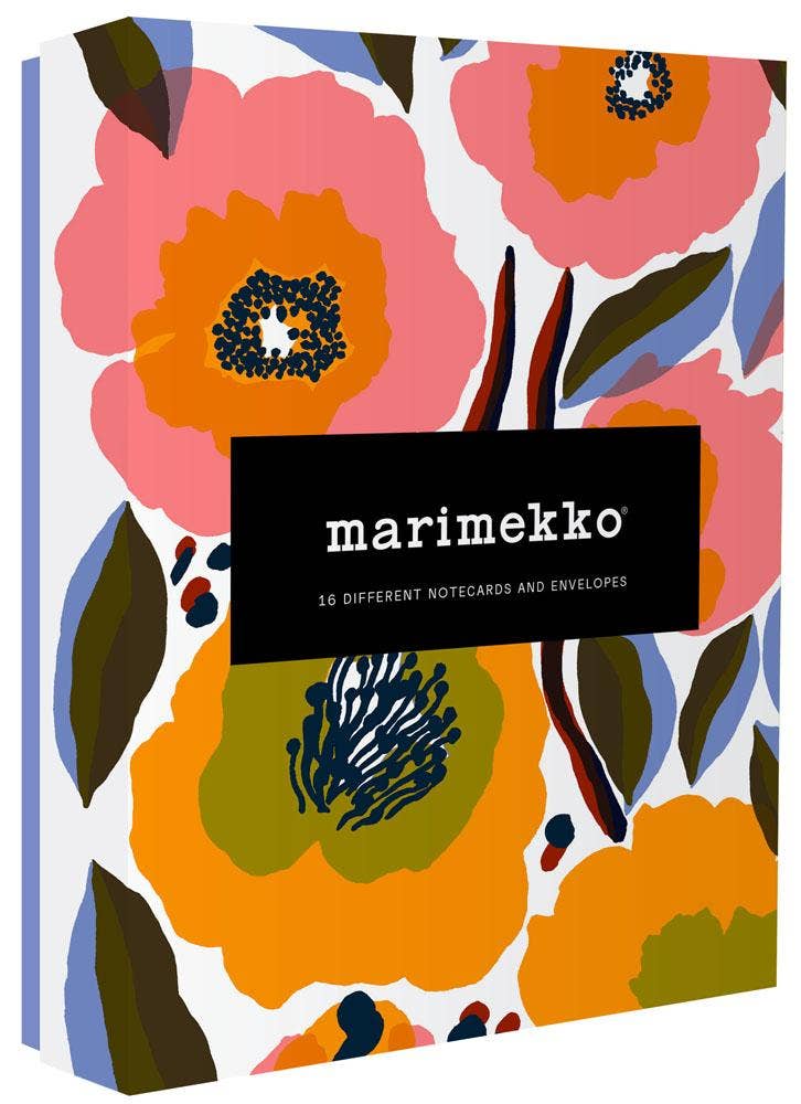 Marimekko notecard set with colorful floral design on a white background