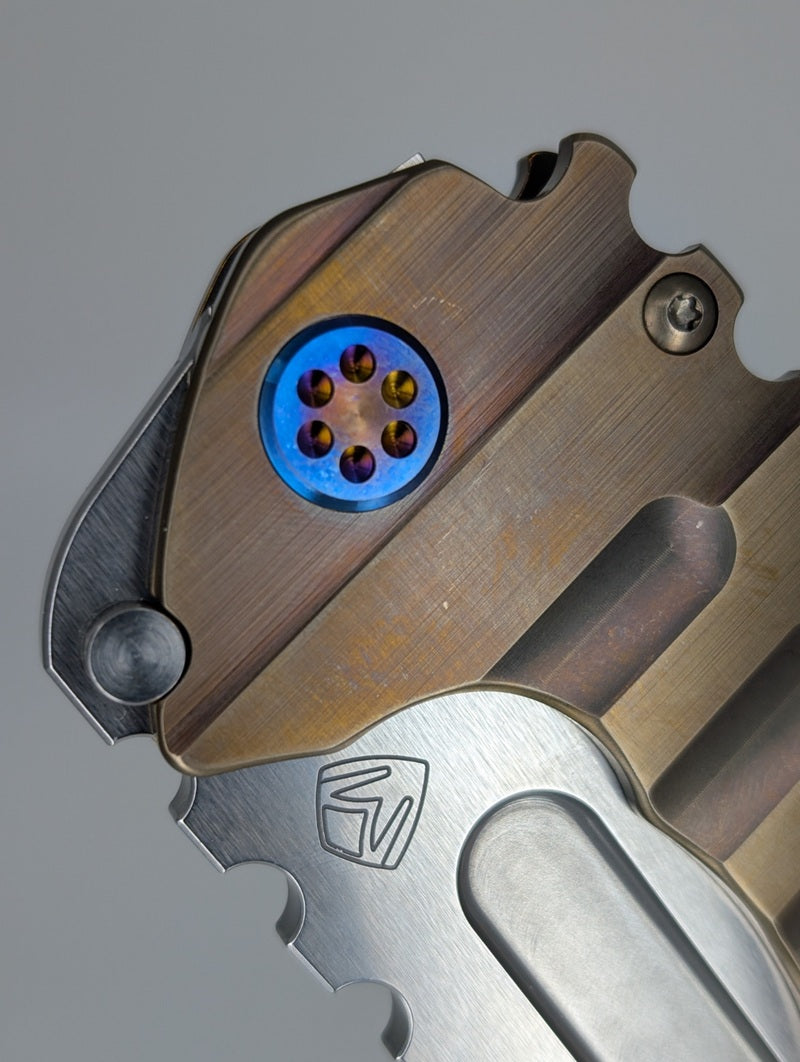 *Consignment* Medford Praetorian Bronze "Steps" Drop Point 3V Framelock Folding Knife