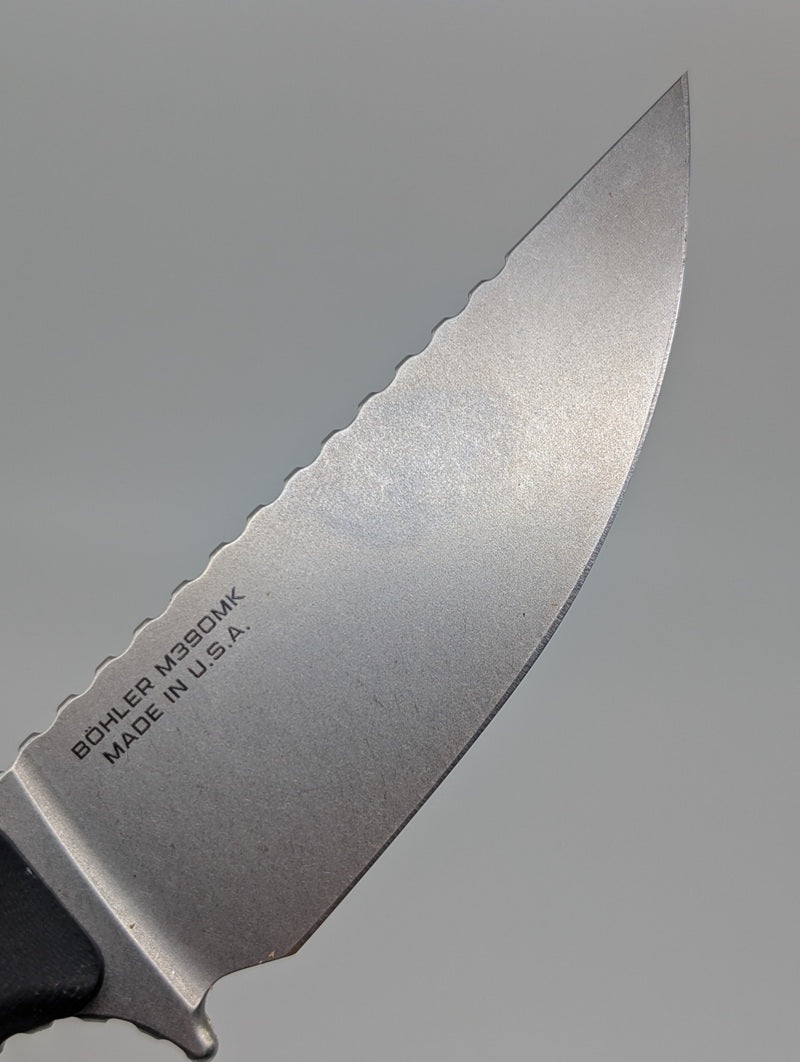 Microtech Akris G-10 Fixed Blade w/ Dark Chocolate Leather Sheath