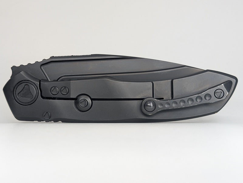 *Consignment* Microtech Anax Single Edge Partial Serrated DLC Titanium Frame Lock Folding Knife