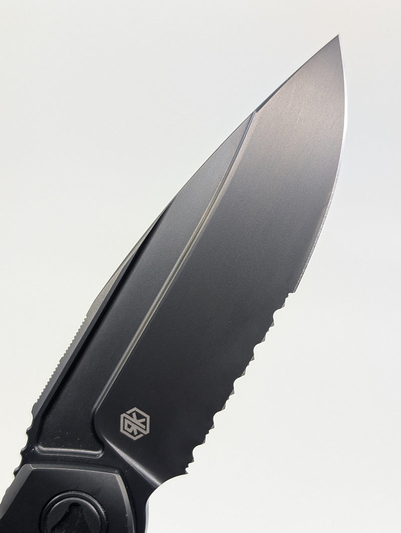 *Consignment* Microtech Anax Single Edge Partial Serrated DLC Titanium Frame Lock Folding Knife