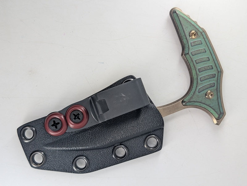 Microtech Marfione Select Bee Bronzed Stonewash Antique Green Push Knife