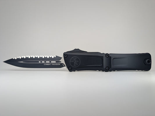 Microtech Combat Troodon Double Edge Gen III Tactical Full Serrated Out the Front Knife