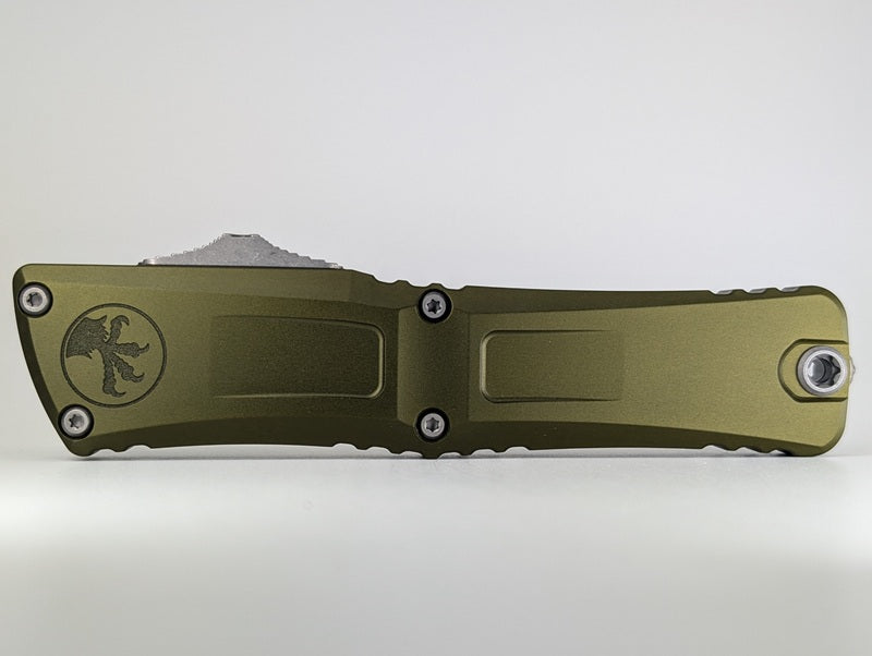Microtech Combat Troodon D/E Gen III OD Green Apocalyptic Partial Serrated Out the Front Knife