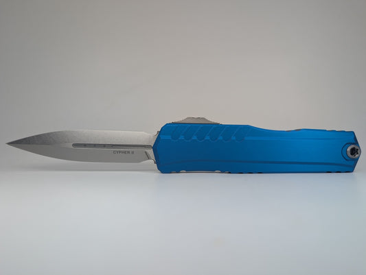 Microtech Cypher II Double Edge Blue Stonewash Standard Out the Front Knife